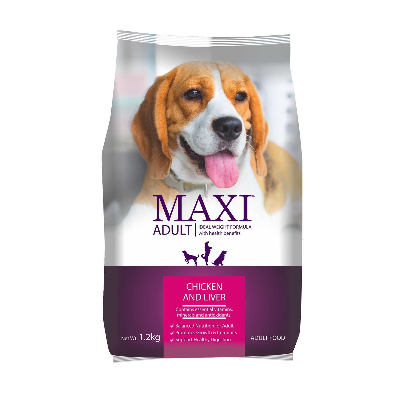 Maxi Adult Dog Food Chicken & Liver 1.2 kg