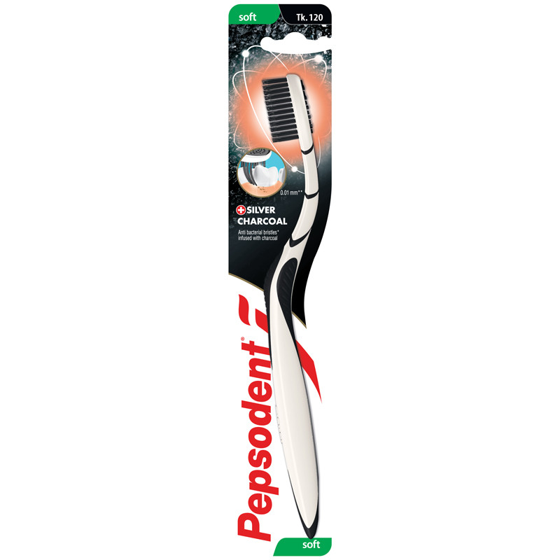 Pepsodent Toothbrush Silver Charcoal