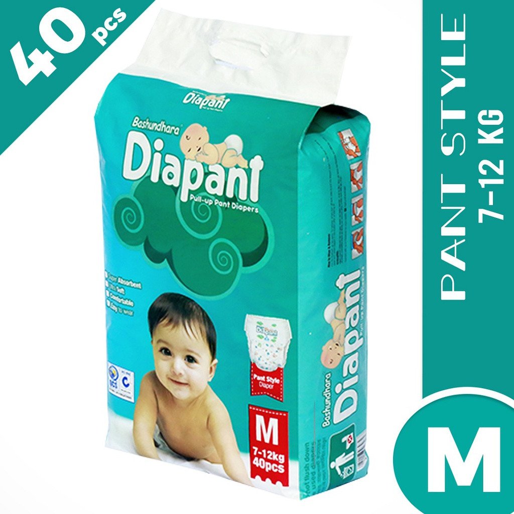 Bashundhara Diapant Baby Diaper M 7-12 kg 40 pcs